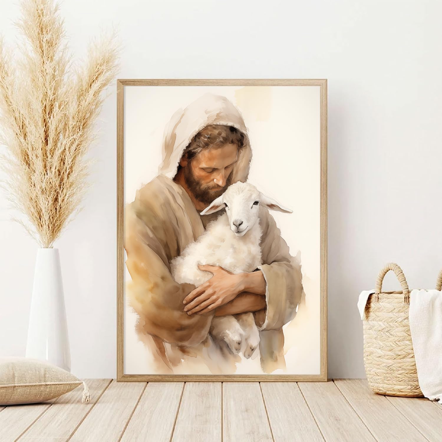 Jesús sosteniendo el cordero