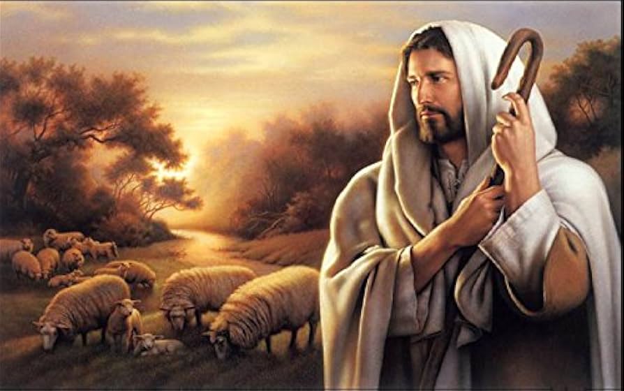 Cristo Buen Pastor guiando el rebaño